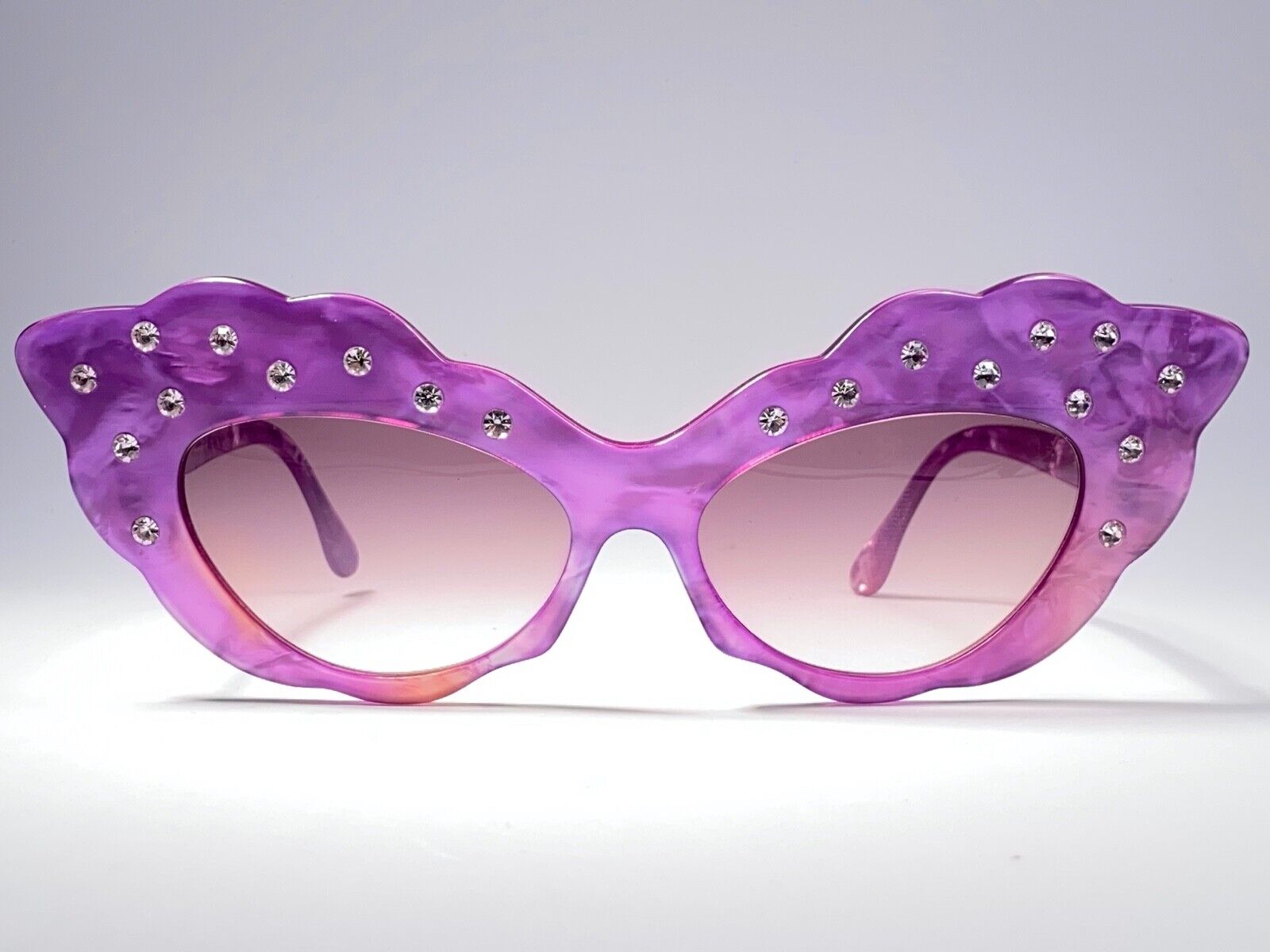 VINTAGE ALAIN MIKLI AM14S FUCHSIA CAT EYE OVERSIZED 1988 SUNGLASSES FRANCE