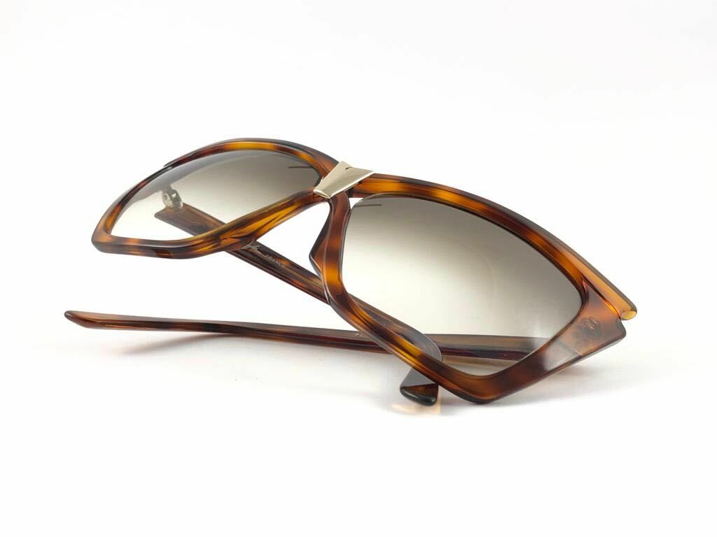 NEW VINTAGE THIERRY MUGLER CLICHY TORTOISE CAT EYE BROWN LENS 1980'S SUNGLASSES