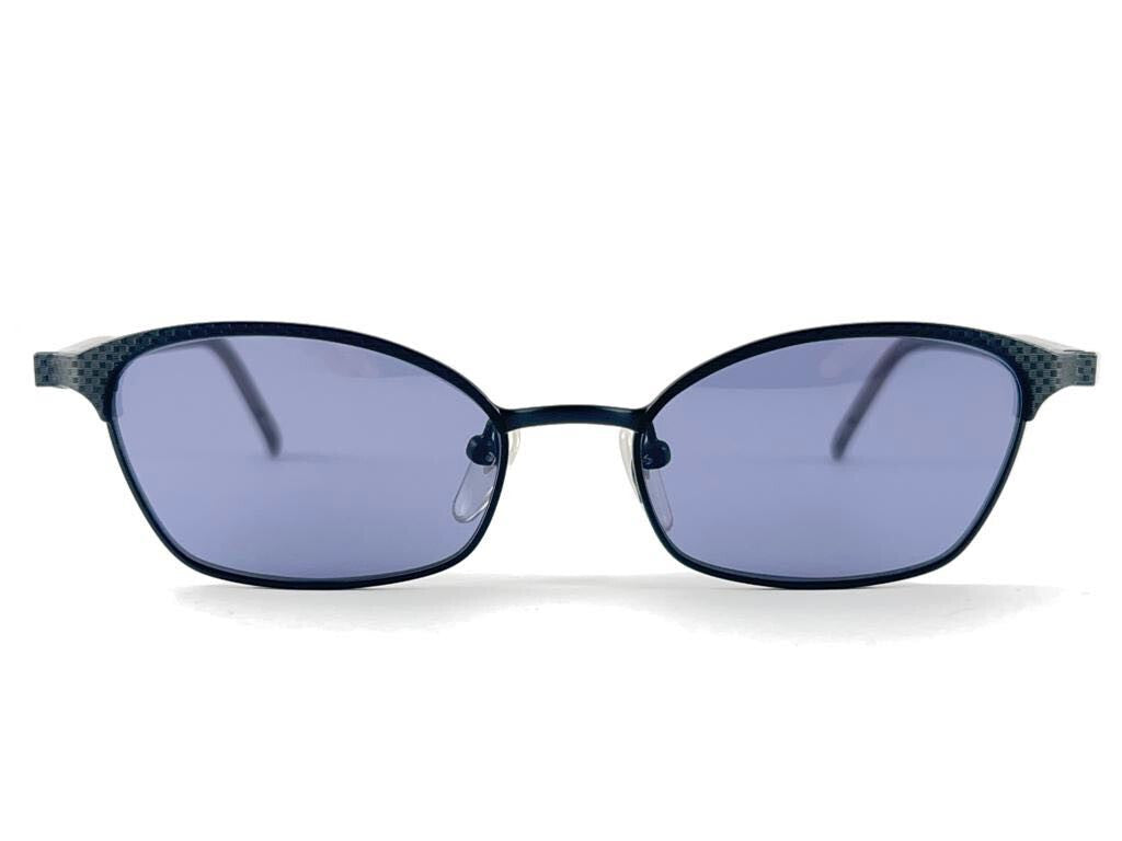 NEW JEAN PAUL GAULTIER SILVER & BLUE CAT EYE  1990'S SUNGLASSES