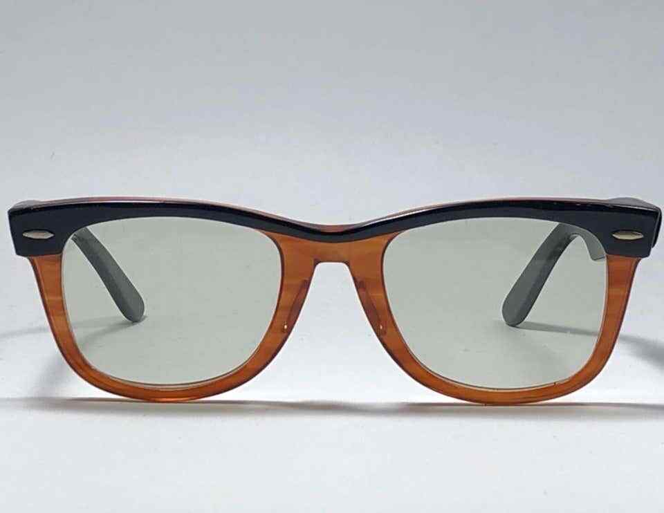 VINTAGE RAY BAN WAYFARER CLASSIC TORTOISE & BLACK GREEN  LENS BL US SUNGLASSES