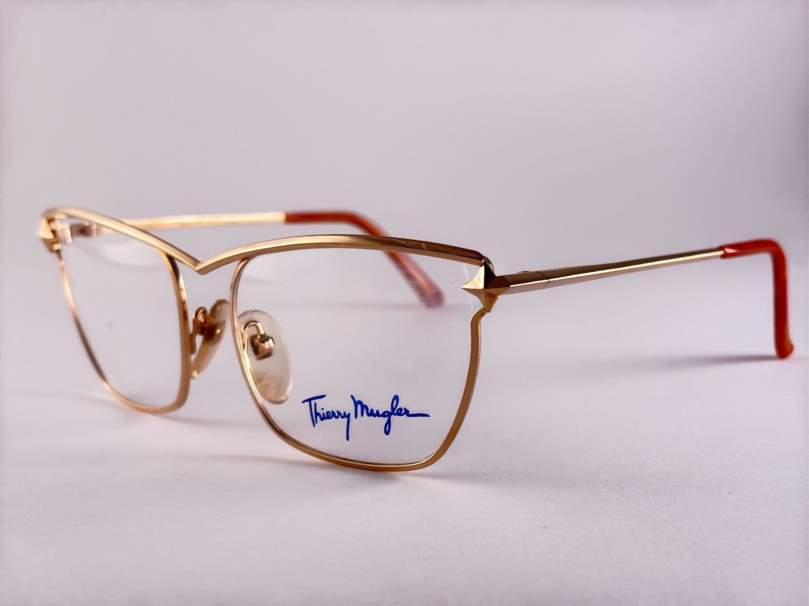 NEW VINTAGE THIERRY MUGLER CAT EYE 25813 GOLD 1980'S  SUNGLASSES