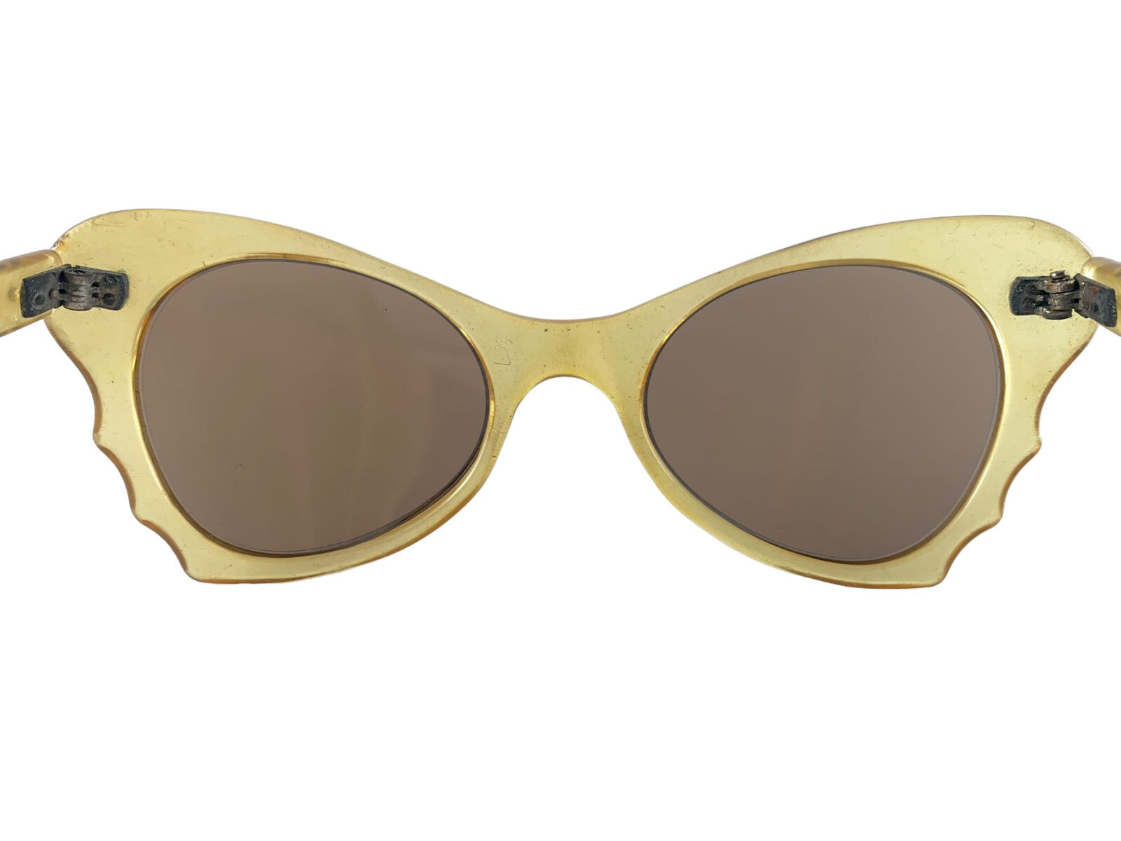 VINTAGE MIDCENTURY CAT EYE TRANSLUCENT YELLOW SUNGLASSES 1960'S MADE IN FRANCE