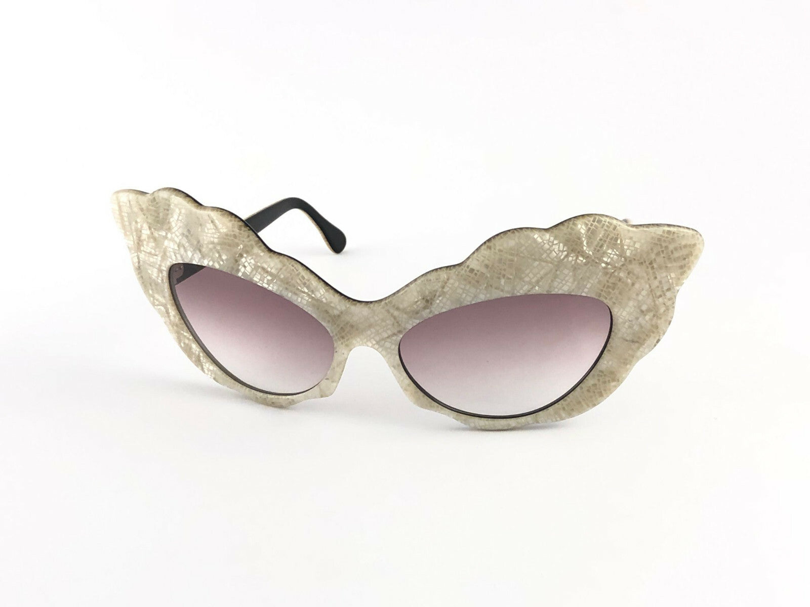 VINTAGE ALAIN MIKLI AM14 PEARL CAT EYE OVERSIZED 1988 SUNGLASSES FRANCE