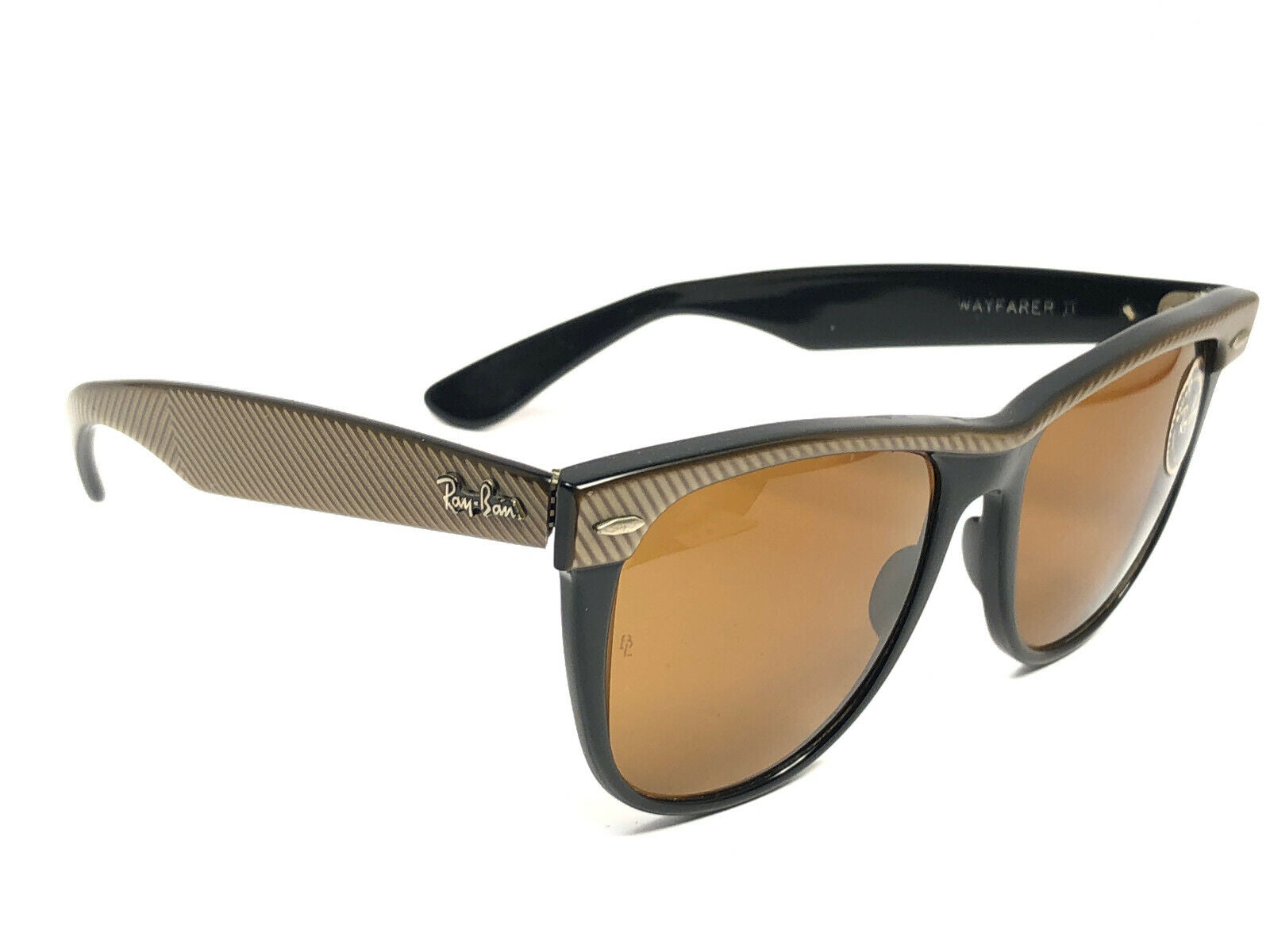 VINTAGE RAY BAN WAYFARER CLASSIC COPPER & BLACK G15  LENS BL US SUNGLASSES