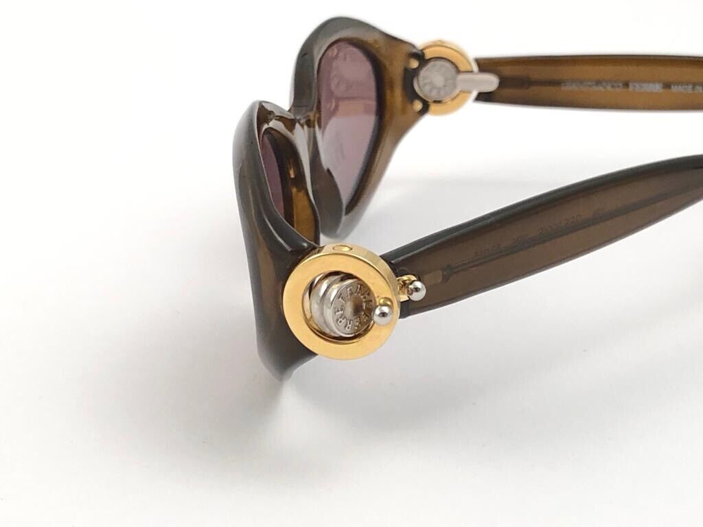 VINTAGE GIANFRANCO FERRE GFF 390 TORTOISE CAT EYE GREY SUNGLASSES ITALY 1990'S