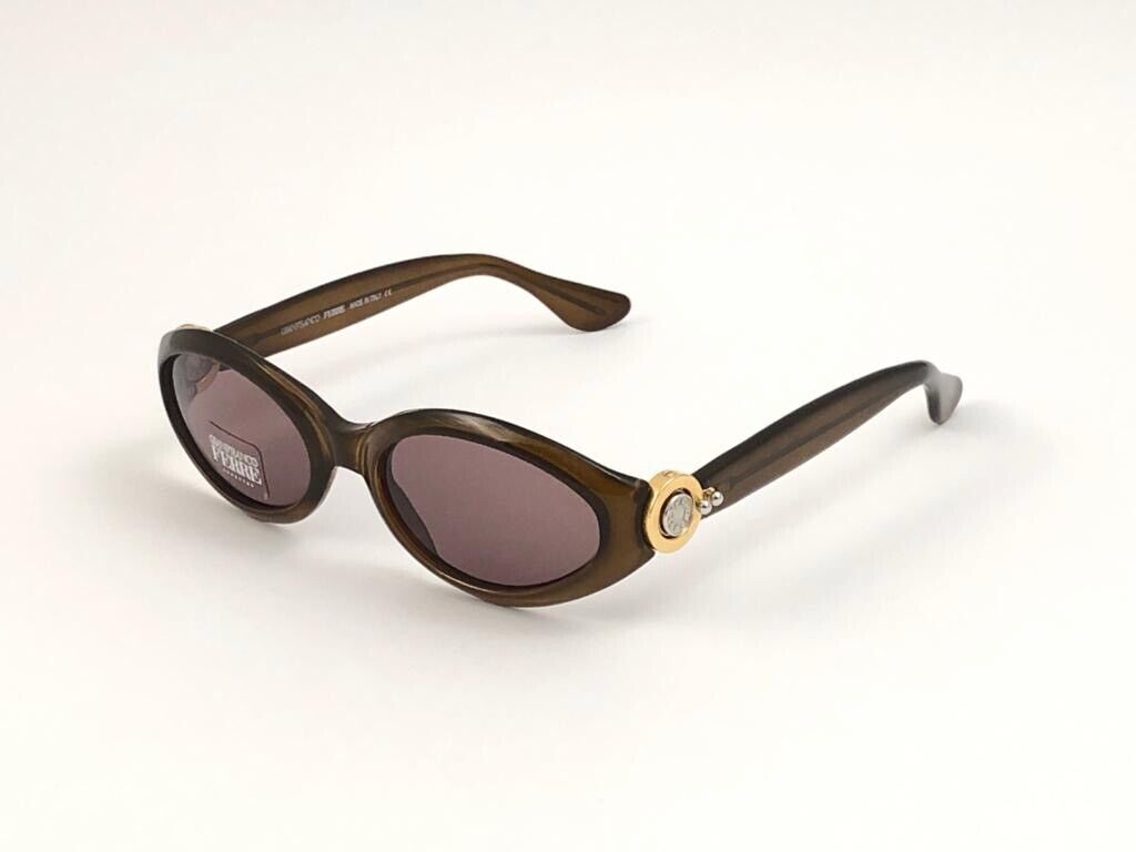 VINTAGE GIANFRANCO FERRE GFF 390 TORTOISE CAT EYE GREY SUNGLASSES ITALY 1990'S