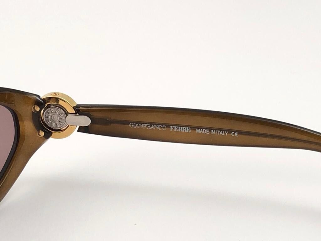 VINTAGE GIANFRANCO FERRE GFF 390 TORTOISE CAT EYE GREY SUNGLASSES ITALY 1990'S