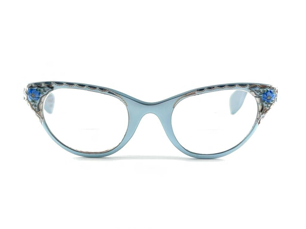VINTAGE TURA CAT EYE SILVER BLUE FRAME RX 1960'S  SUNGLASSES