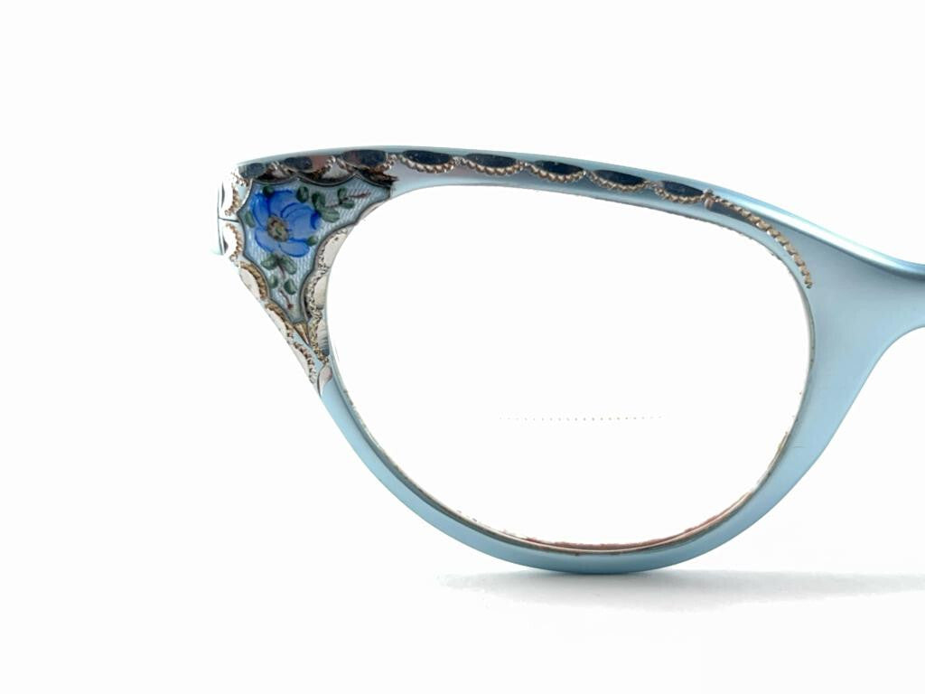 VINTAGE TURA CAT EYE SILVER BLUE FRAME RX 1960'S  SUNGLASSES