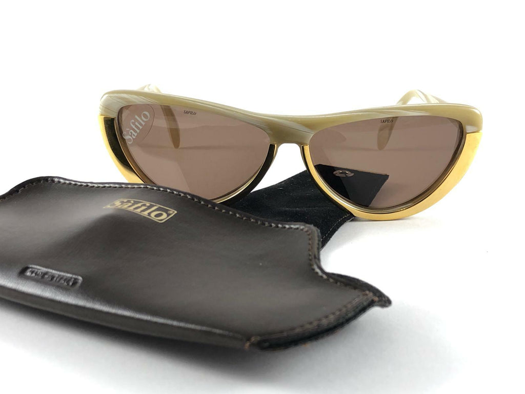 NEW VINTAGE SAFILO CAT EYE MARBLED CAPRICCIO 3 1980'S SUNGLASSES MADE IN ITALY