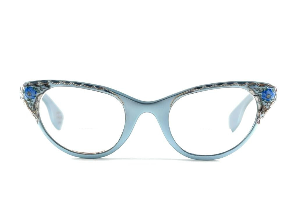 VINTAGE TURA CAT EYE SILVER BLUE FRAME RX 1960'S  SUNGLASSES