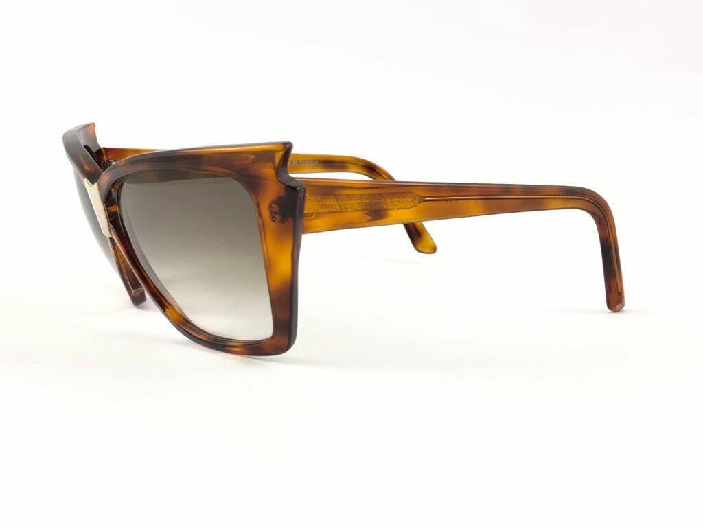 NEW VINTAGE THIERRY MUGLER CLICHY TORTOISE CAT EYE BROWN LENS 1980'S SUNGLASSES
