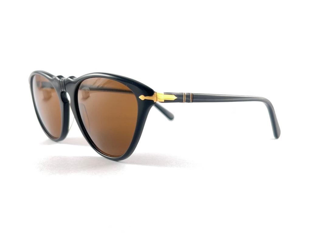 NEW VINTAGE PERSOL BY RATTI CAT EYE BLACK FRAME SUNGLASSES 1960'S MADE IN ITALY