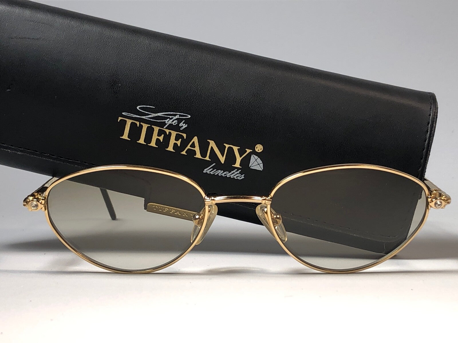 NEW VINTAGE TIFFANY T619 CAT EYE GOLD  PLATED 1980'S SUNGLASSES