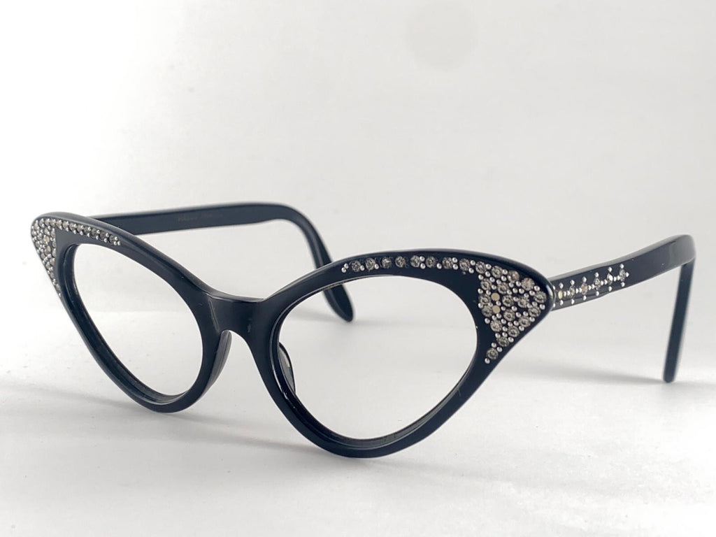 VINTAGE " PASCO " MIDCENTURY CAT EYE RHINESTONES SUNGLASSES 1950 MADE IN FRANCE