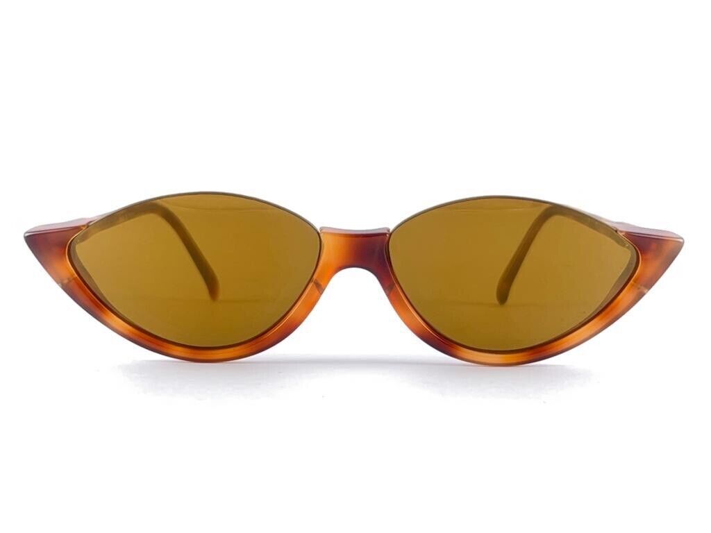 NEW VINTAGE MONTANA TORTOISE CAT EYE  FRAME GOLD LENSES 80'S FRANCE SUNGLASSES