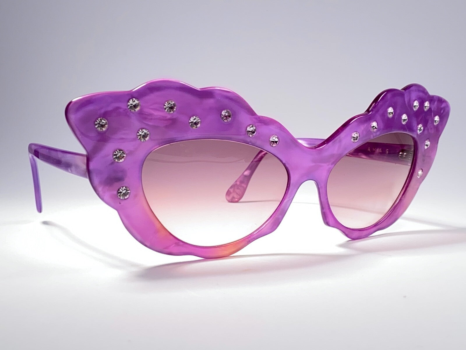 VINTAGE ALAIN MIKLI AM14S FUCHSIA CAT EYE OVERSIZED 1988 SUNGLASSES FRANCE