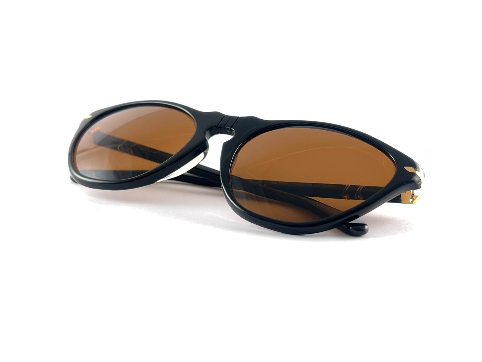 NEW VINTAGE PERSOL BY RATTI CAT EYE BLACK FRAME SUNGLASSES 1960'S MADE IN ITALY