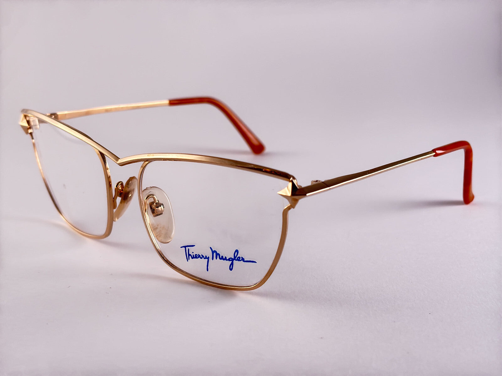 NEW VINTAGE THIERRY MUGLER CAT EYE 25813 GOLD 1980'S  SUNGLASSES