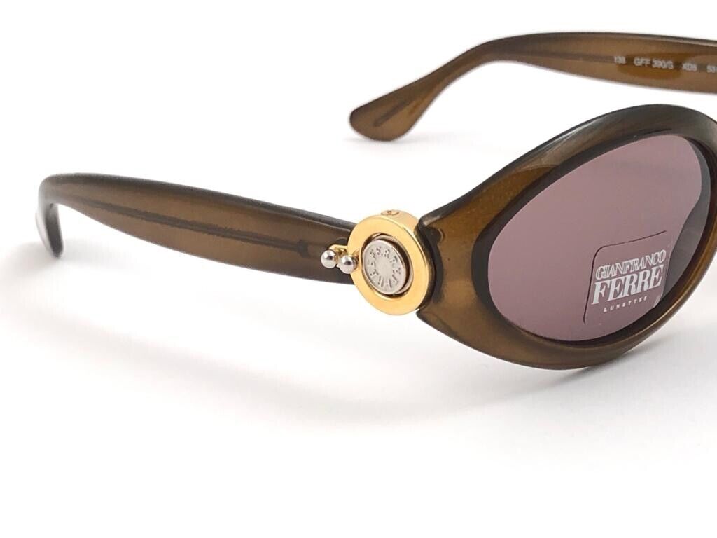 VINTAGE GIANFRANCO FERRE GFF 390 TORTOISE CAT EYE GREY SUNGLASSES ITALY 1990'S