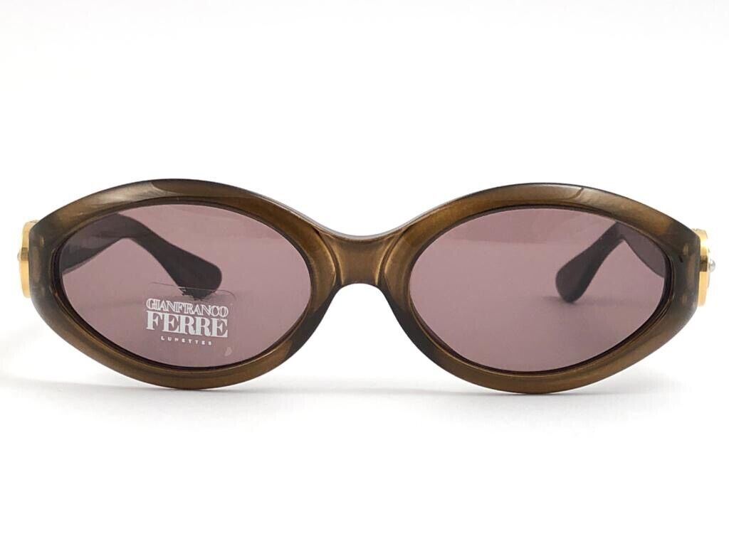 VINTAGE GIANFRANCO FERRE GFF 390 TORTOISE CAT EYE GREY SUNGLASSES ITALY 1990'S