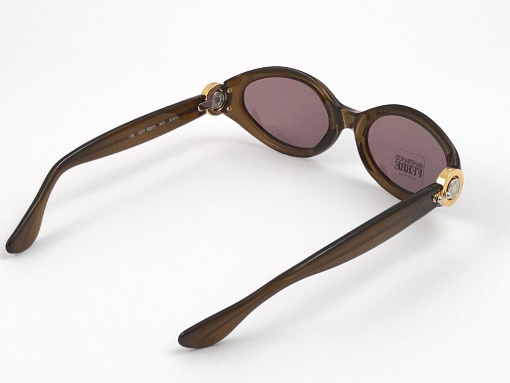 VINTAGE GIANFRANCO FERRE GFF 390 TORTOISE CAT EYE GREY SUNGLASSES ITALY 1990'S