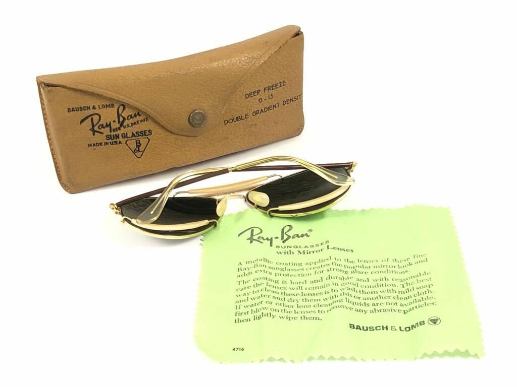 VINTAGE ULTRA RARE RAY BAN DEEP FREEZE DOUBLE MIRROR 12K GOLD B&L SUNGLASSES