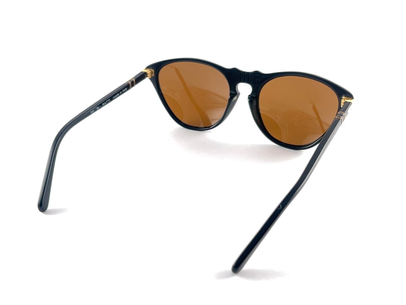 NEW VINTAGE PERSOL BY RATTI CAT EYE BLACK FRAME SUNGLASSES 1960'S MADE IN ITALY