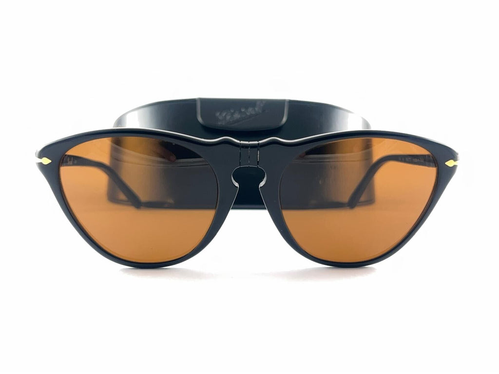 NEW VINTAGE PERSOL BY RATTI CAT EYE BLACK FRAME SUNGLASSES 1960'S MADE IN ITALY