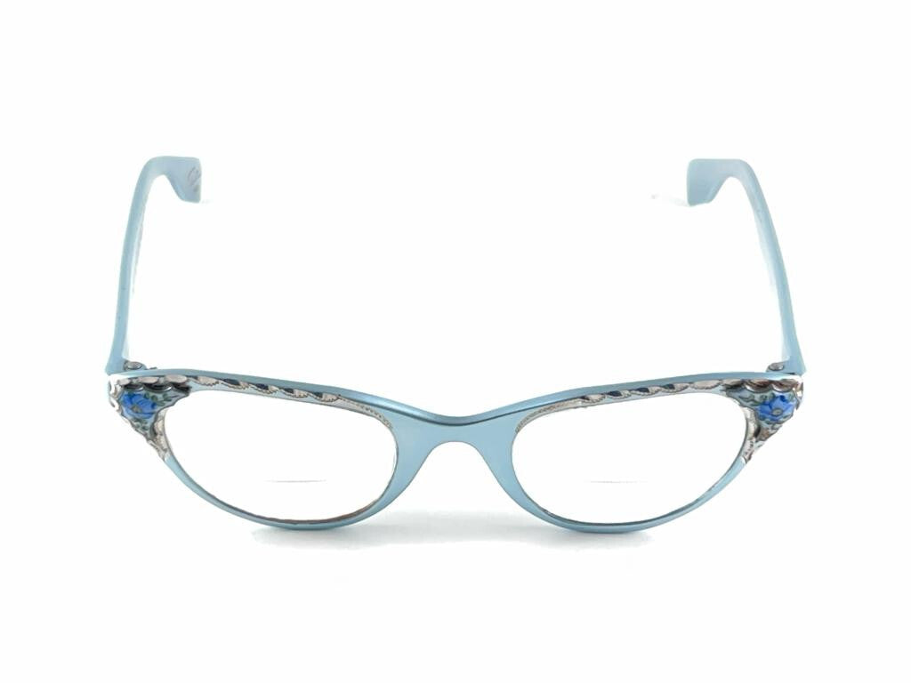 VINTAGE TURA CAT EYE SILVER BLUE FRAME RX 1960'S  SUNGLASSES