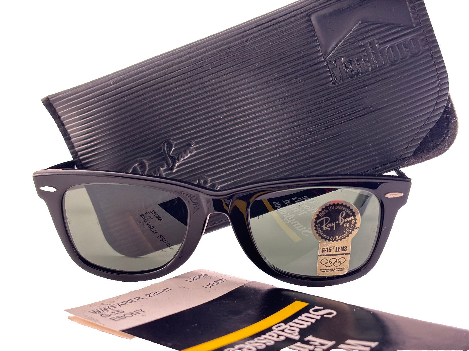 VINTAGE RAY BAN THE WAYFARER MARLBORO EDITION G15 LENS USA 1991 SUNGLASSES