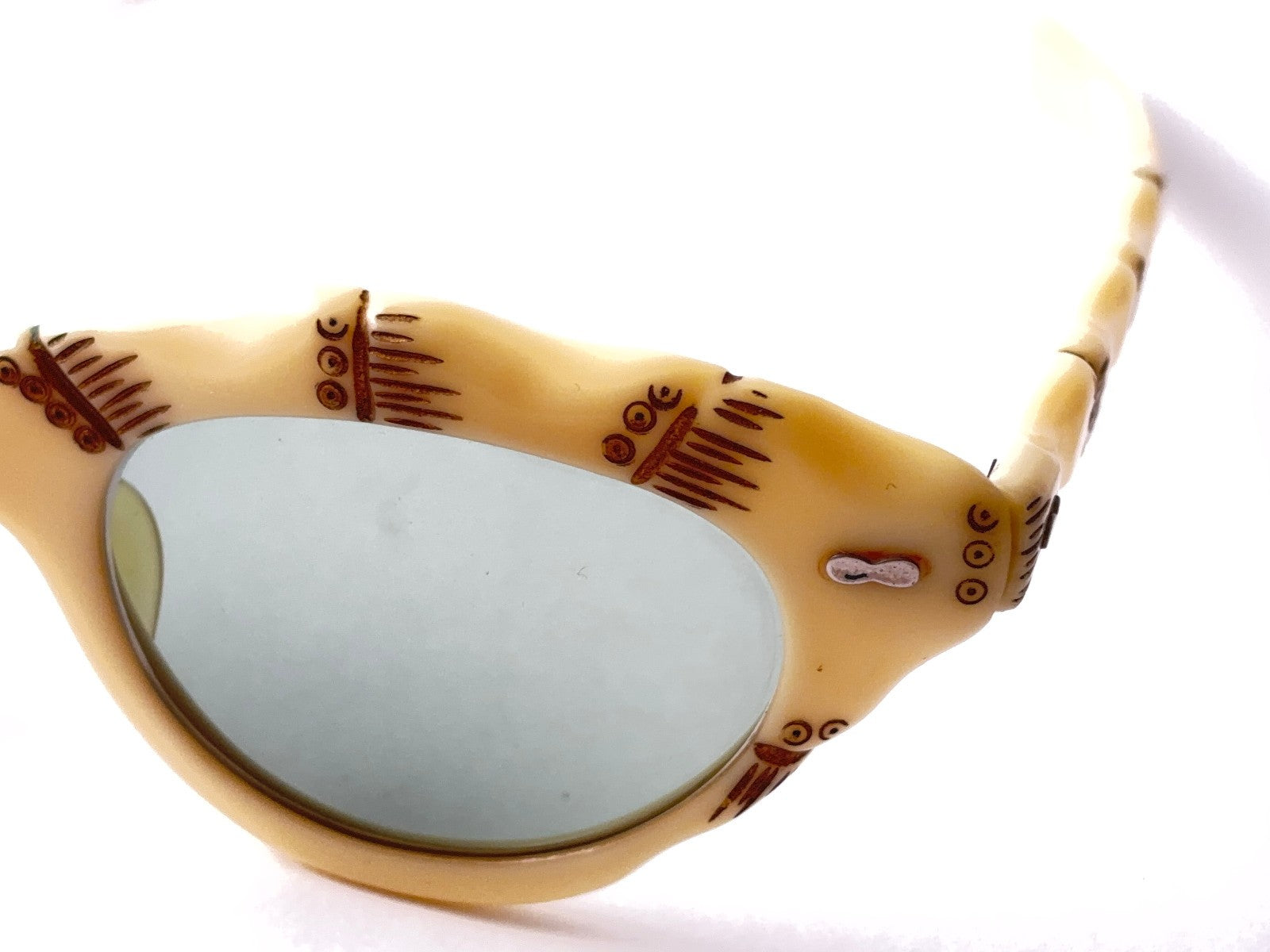VINTAGE MAY MIDCENTURY 1960'S CAT EYE BAMBOO SUNGLASSES MADE IN USA