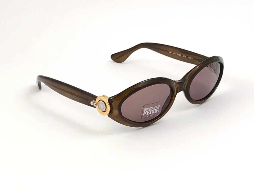 VINTAGE GIANFRANCO FERRE GFF 390 TORTOISE CAT EYE GREY SUNGLASSES ITALY 1990'S