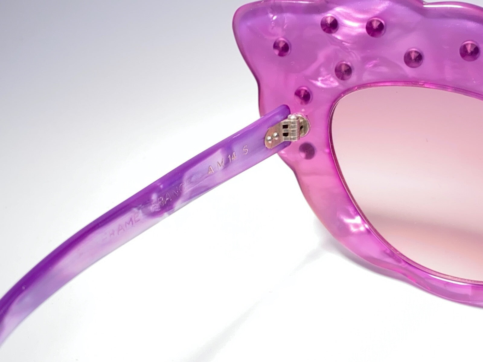 VINTAGE ALAIN MIKLI AM14S FUCHSIA CAT EYE OVERSIZED 1988 SUNGLASSES FRANCE