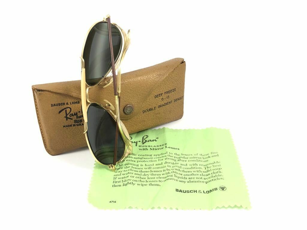 VINTAGE ULTRA RARE RAY BAN DEEP FREEZE DOUBLE MIRROR 12K GOLD B&L SUNGLASSES