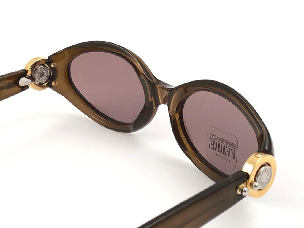 VINTAGE GIANFRANCO FERRE GFF 390 TORTOISE CAT EYE GREY SUNGLASSES ITALY 1990'S