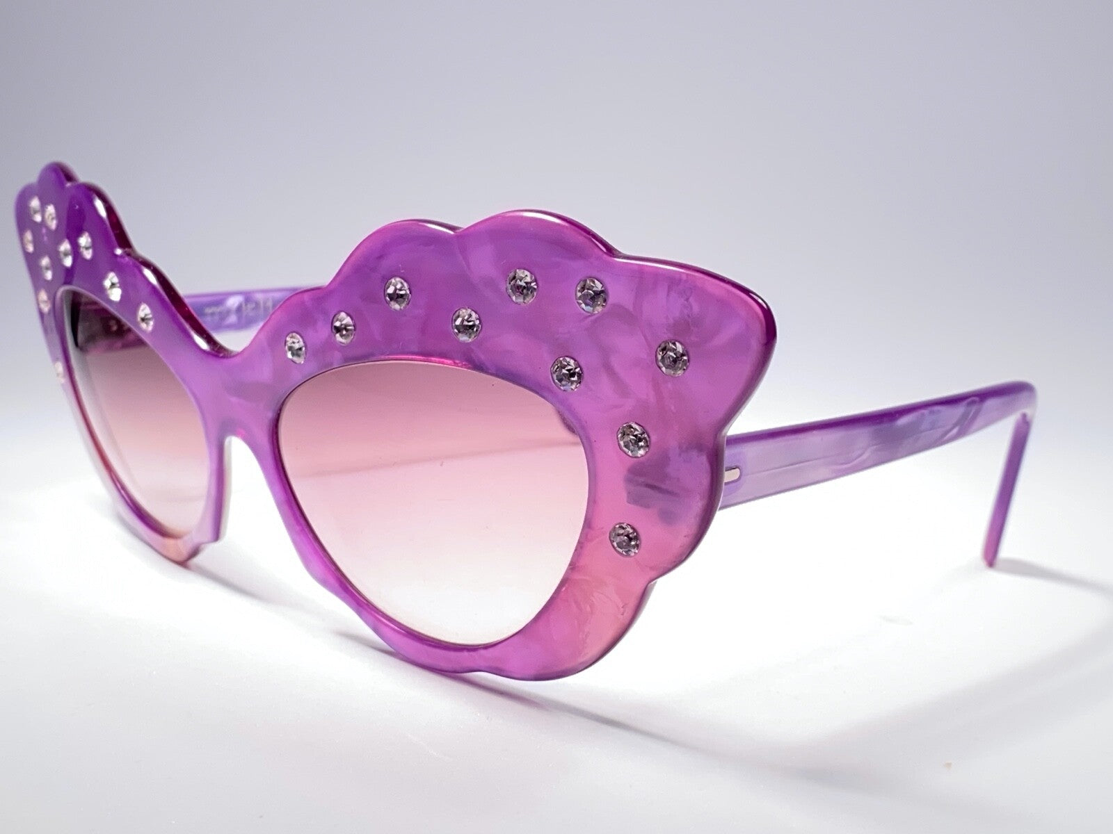VINTAGE ALAIN MIKLI AM14S FUCHSIA CAT EYE OVERSIZED 1988 SUNGLASSES FRANCE