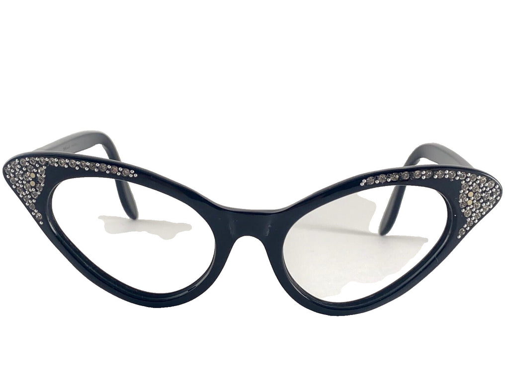 VINTAGE " PASCO " MIDCENTURY CAT EYE RHINESTONES SUNGLASSES 1950 MADE IN FRANCE