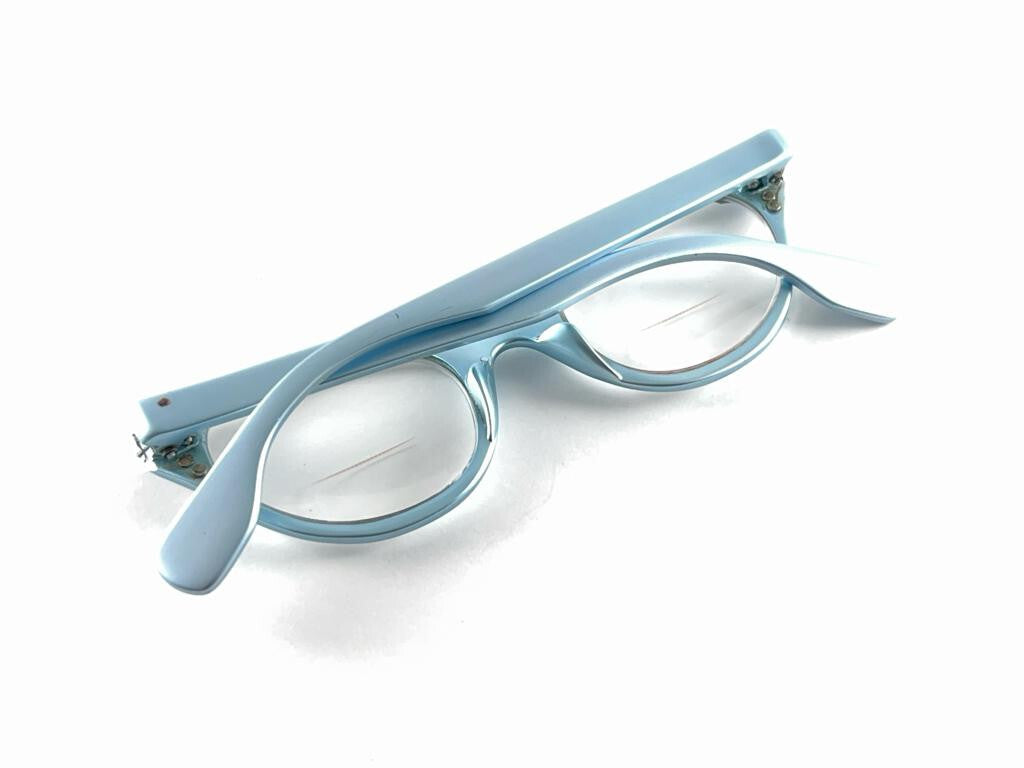 VINTAGE TURA CAT EYE SILVER BLUE FRAME RX 1960'S  SUNGLASSES