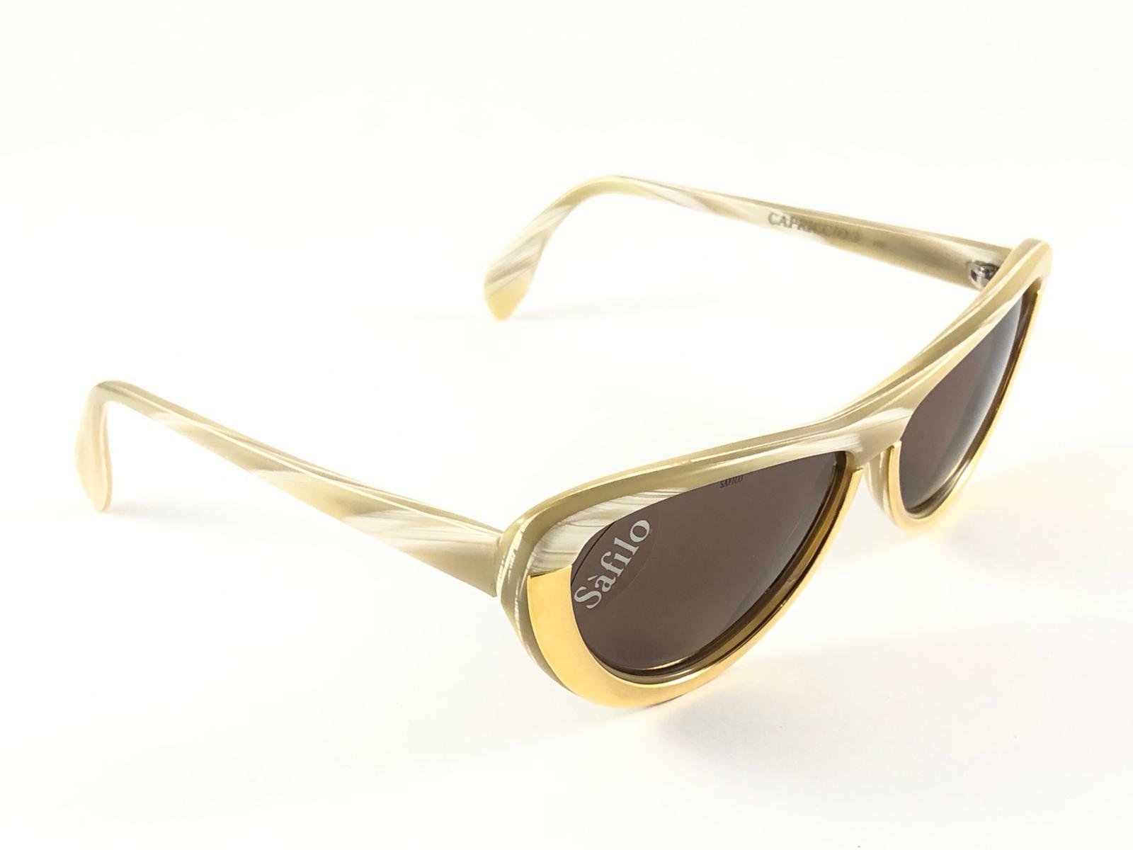 NEW VINTAGE SAFILO CAT EYE MARBLED CAPRICCIO 3 1980'S SUNGLASSES MADE IN ITALY
