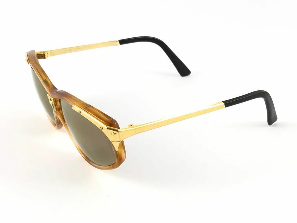 NEW VINTAGE THIERRY MUGLER 25 732 TORTOISE CAT EYE BROWN LENS 1980'S SUNGLASSES