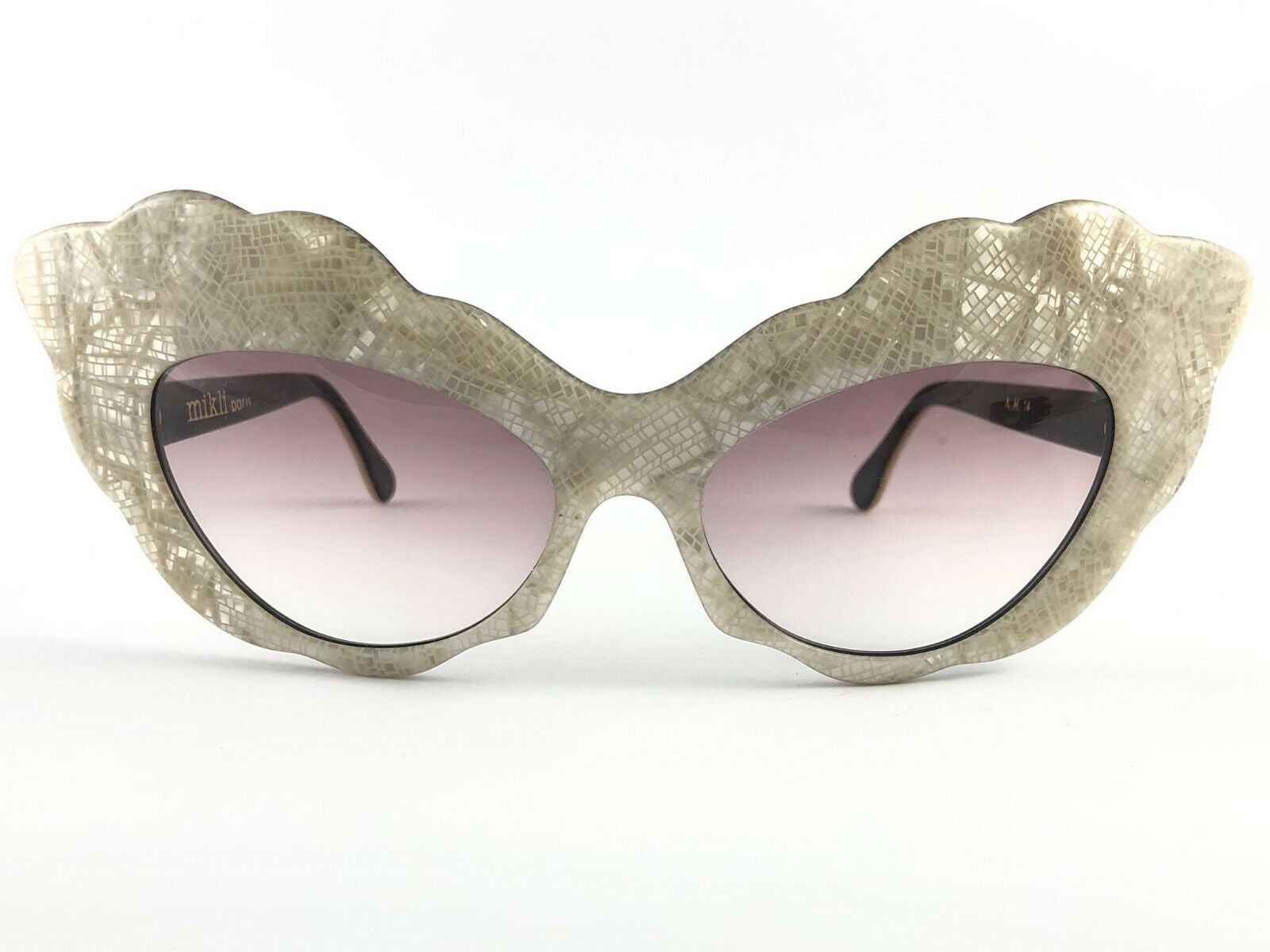VINTAGE ALAIN MIKLI AM14 PEARL CAT EYE OVERSIZED 1988 SUNGLASSES FRANCE