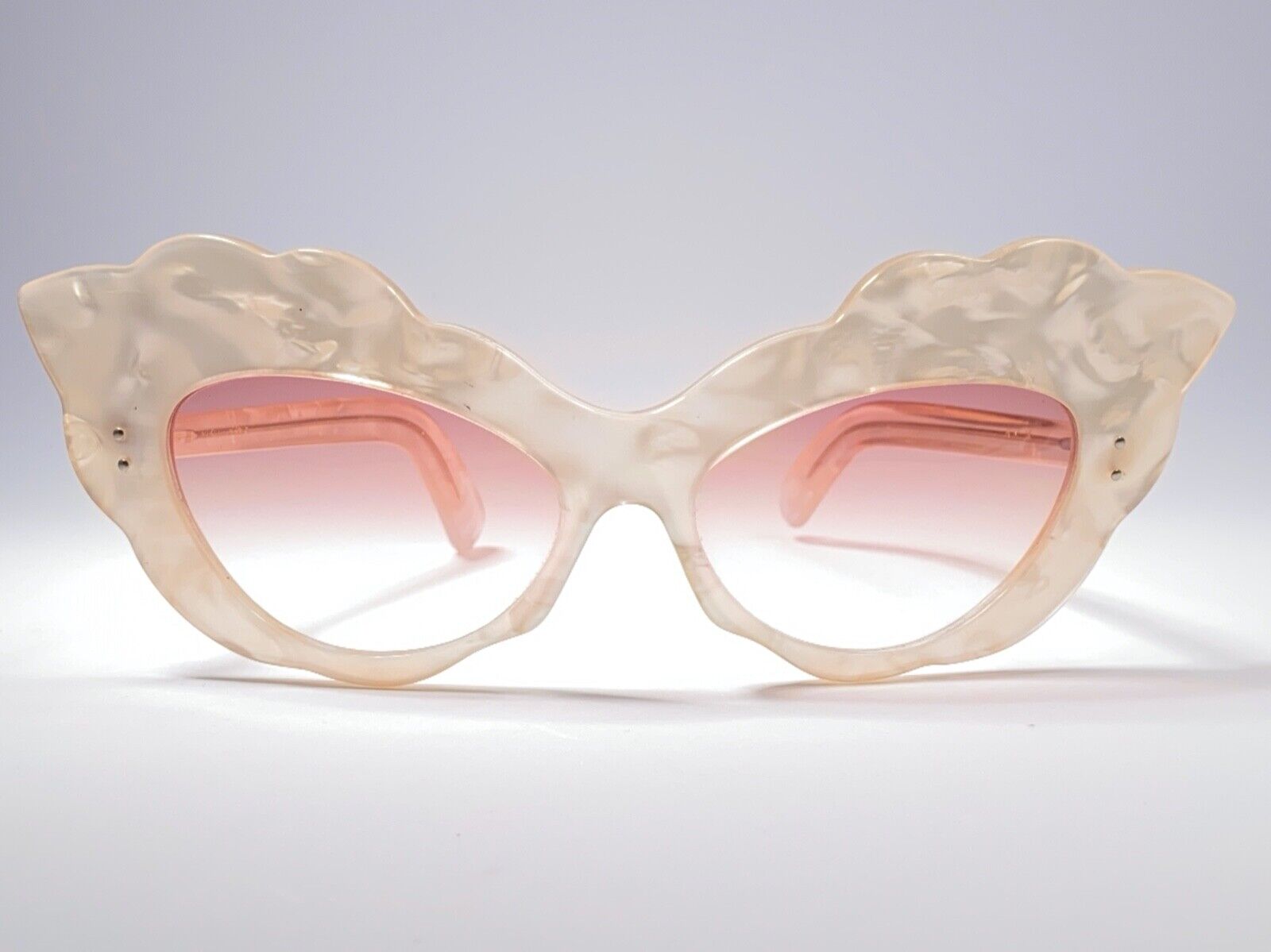 VINTAGE ALAIN MIKLI AM14 MOTHER OF PEARL CAT EYE OVERSIZED 1988 SUNGLASSES