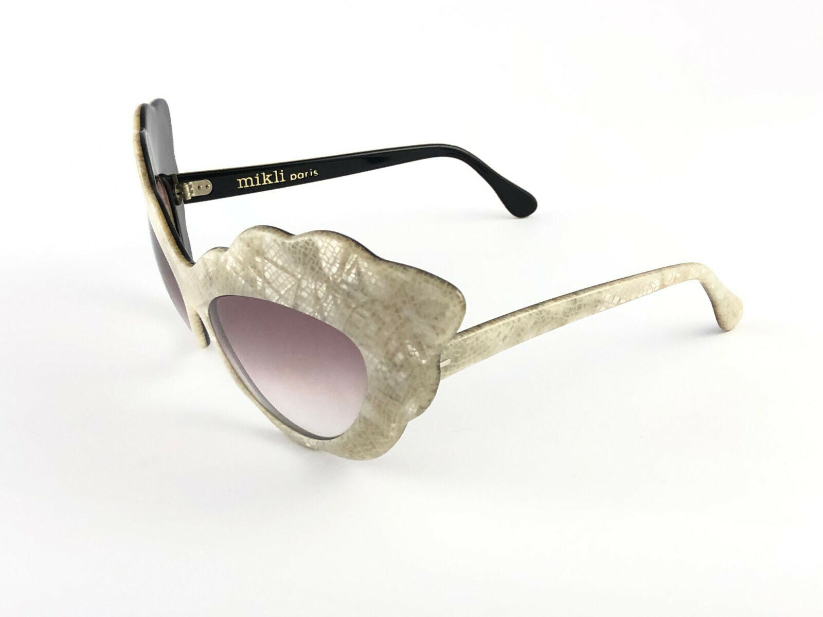 VINTAGE ALAIN MIKLI AM14 PEARL CAT EYE OVERSIZED 1988 SUNGLASSES FRANCE