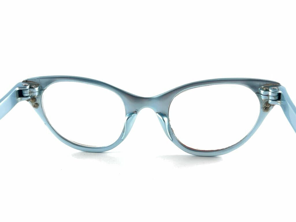 VINTAGE TURA CAT EYE SILVER BLUE FRAME RX 1960'S  SUNGLASSES