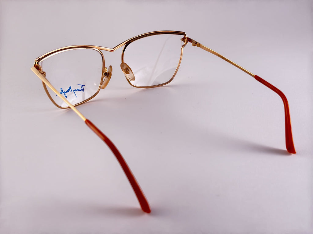 NEW VINTAGE THIERRY MUGLER CAT EYE 25813 GOLD 1980'S  SUNGLASSES