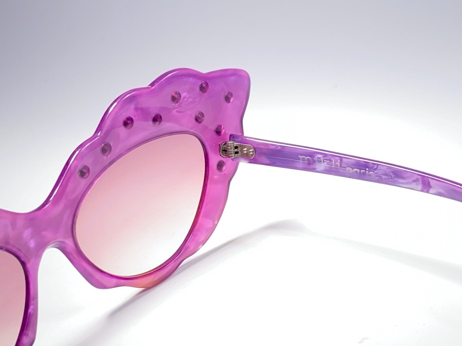 VINTAGE ALAIN MIKLI AM14S FUCHSIA CAT EYE OVERSIZED 1988 SUNGLASSES FRANCE