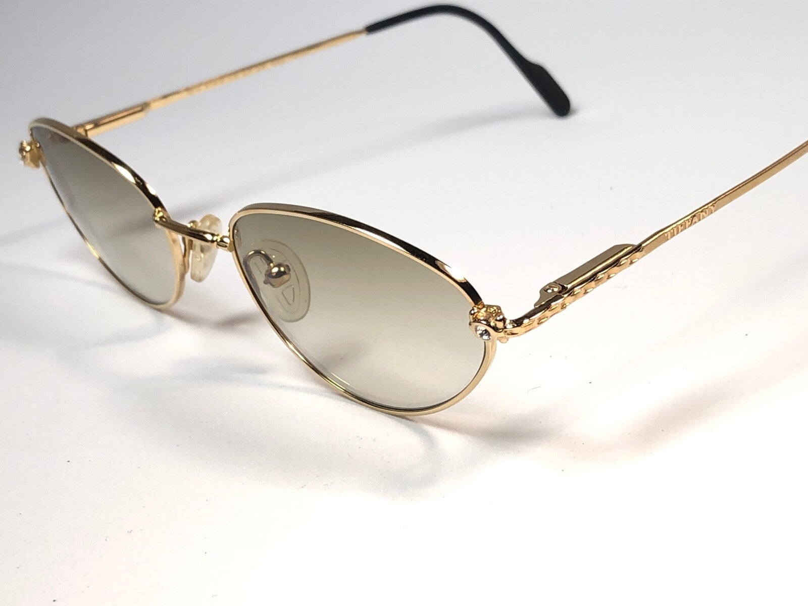 NEW VINTAGE TIFFANY T619 CAT EYE GOLD  PLATED 1980'S SUNGLASSES