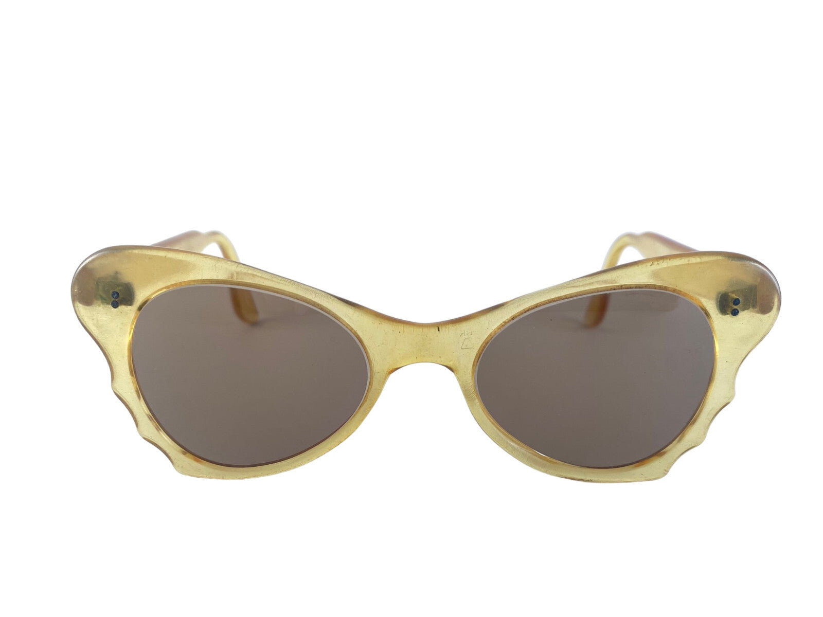 VINTAGE MIDCENTURY CAT EYE TRANSLUCENT YELLOW SUNGLASSES 1960'S MADE IN FRANCE