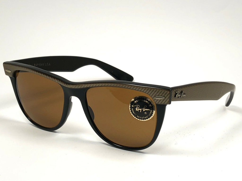 VINTAGE RAY BAN WAYFARER CLASSIC COPPER & BLACK G15  LENS BL US SUNGLASSES